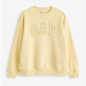 GAP Logo Fleece Crewneck Pullover Sweatshirt Yellow Medium